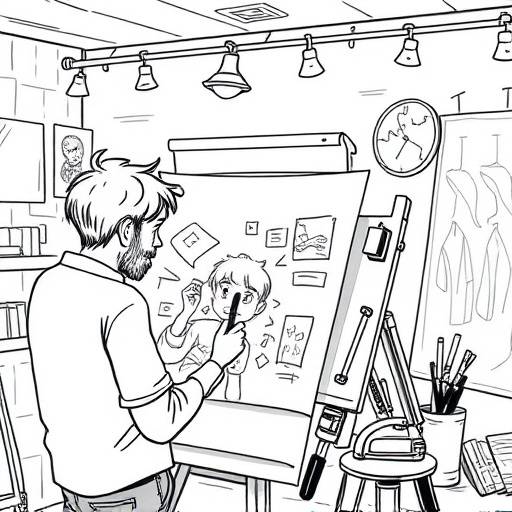 Persona che disegna uno storyboard per un video animato