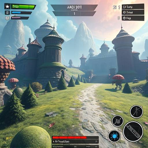 Scena di un videogioco con elementi grafici in sovraimpressione