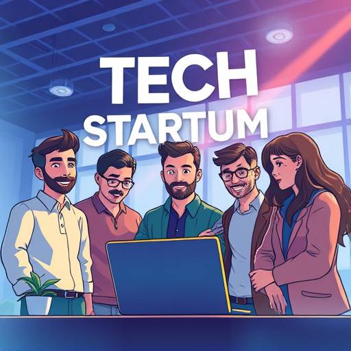 Scena dinamica di un video promozionale per una startup tecnologica, con grafiche animate e riprese di un team collaborativo.